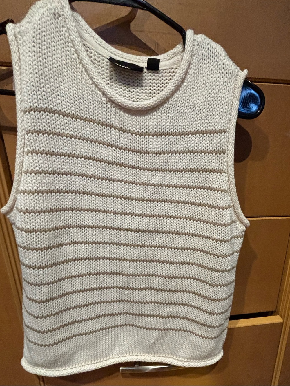 RD Style Cream Tank with Tan Stripe Knit
